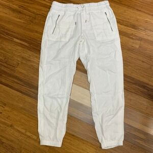 Athleta White Drawstring Joggers with Zip Pockets